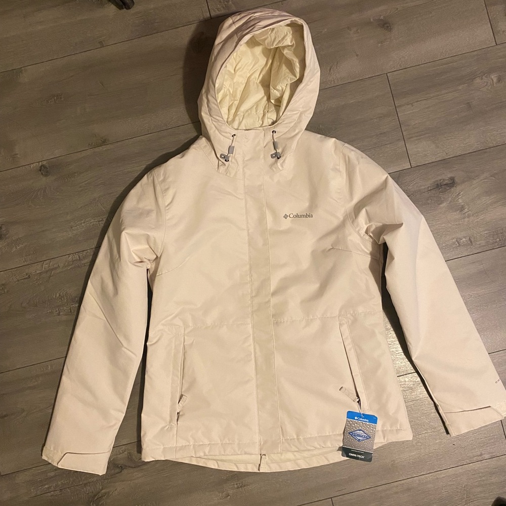 Columbia Women's Cream Hooded Ski Jacket EXS Insulated and Waterproof S/P